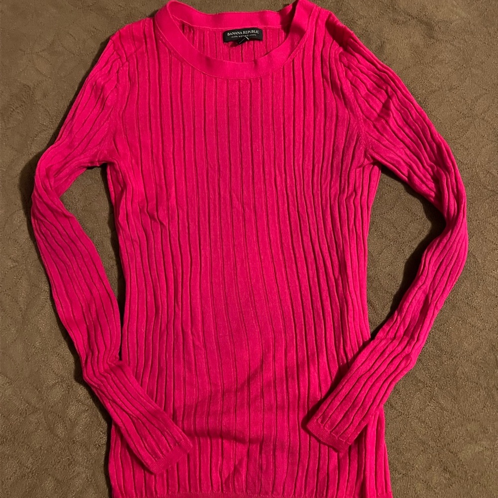 Bright Pink Ribbed Sweater